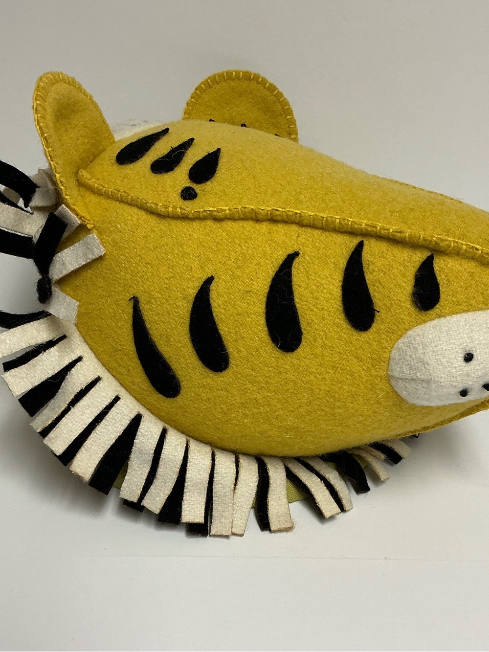 Tiger Head Stuffed Wool Felt Wall Hanging Jungle Animal Nursery Decor